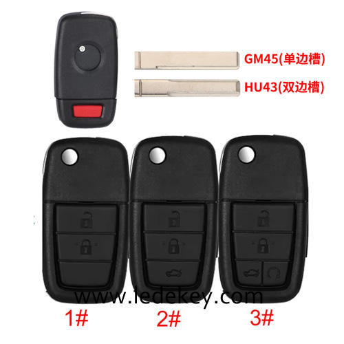 For Chevrolet HOLDEN PONTIAC Flip remote key shell (Please choose the buutton and blade)