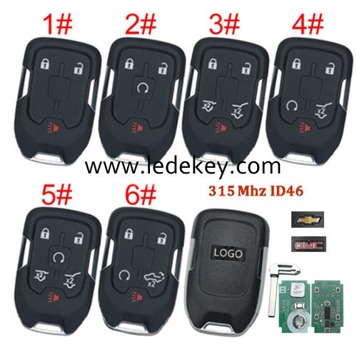 For GMC Chevrolet remote key with 315Mhz ID46 chip FCCID:HYQ1AA  (Please choose model  and Logo )