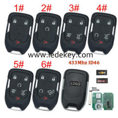 For GMC Chevrolet remote key with 433Mhz ID46 chip FCCID:HYQ1EA  (Please choose model  and Logo )