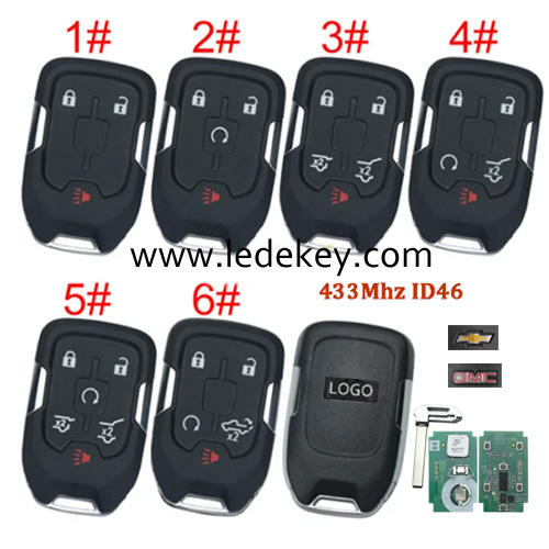 For GMC Chevrolet remote key with 433Mhz ID46 chip FCCID:HYQ1EA  (Please choose model  and Logo )