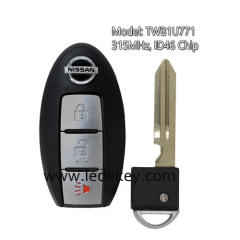 For Nissan March Sunny Tiida Livina Sylphy Smart Remote Key Fob 2+1 Button with 315MHz ID46 Chip FCCID: CWTWB1U771