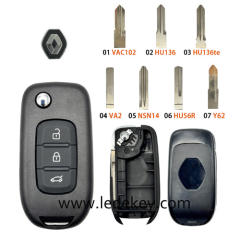 For Re-nault 3 button flip remote key shell (Please choose the key blade model)