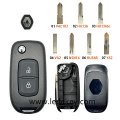 For Re-nault 2 button flip remote key shell (Please choose the key blade model)