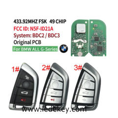 OEM Original PCB+ Aftermarket shell For BMW BDC3 G Classis smart remote control key 4 button key With UWB COMFORT Entrance， FCC ID: N5F-ID21A IC 3248A-ID21A 434MHZ 49 Chip