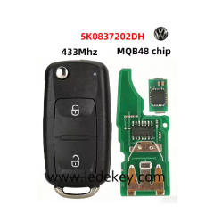 For VW 2 button Car Remote Key with HU66 blade 433Mhz MQB48 Chip FCC: 5K0837202DH For VW Golf Jetta Passat Touareg Amarok Beetle Ca