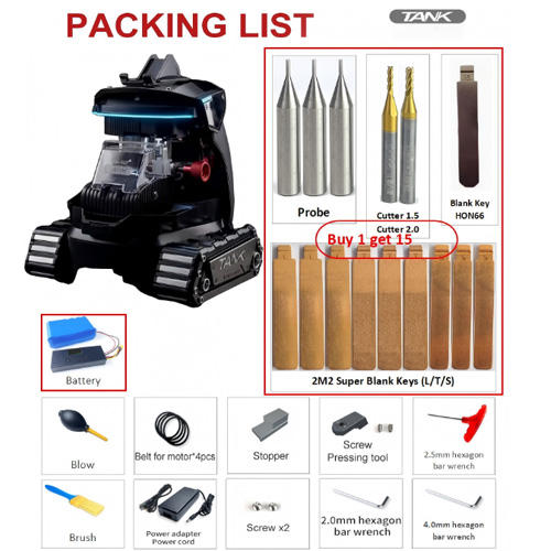 2026 New Arrived Automatic 2M2 CNC Tank 2 pro Key Copy Cutting Machine，With Battery