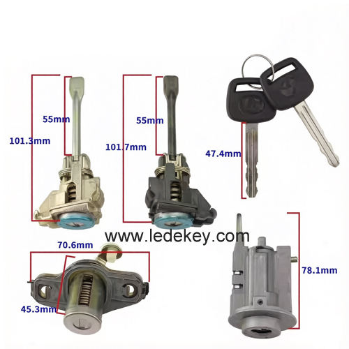Full locks for older Toyota Corolla models, including ignition locks, driver's door locks, and trunk lock cylinders