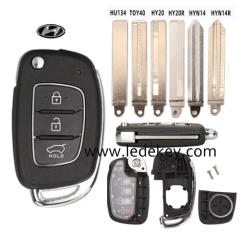 For Hyundai 3 button flip remote key shell 2019 - new model (Please choose the key blade model)