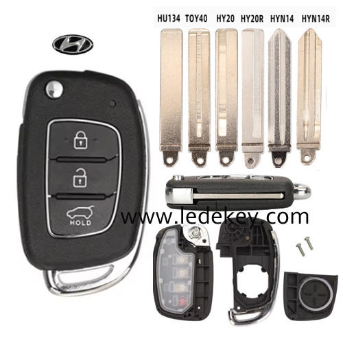 For Hyundai 3 button flip remote key shell 2019 - new model (Please choose the key blade model)