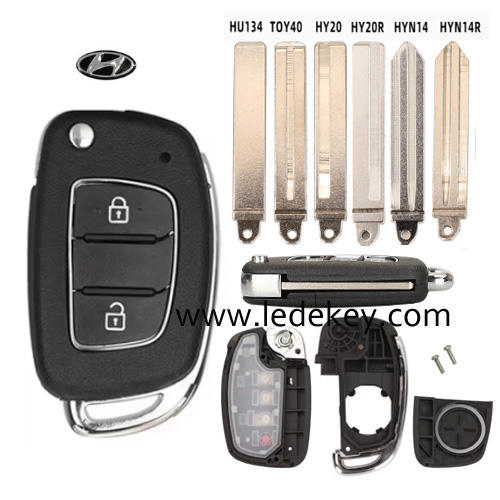 For Hyundai 2 button flip remote key shell 2019 - new model (Please choose the key blade model)