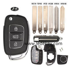 For Hyundai 3 button flip remote key shell 2019 - new model (Please choose the key blade model)