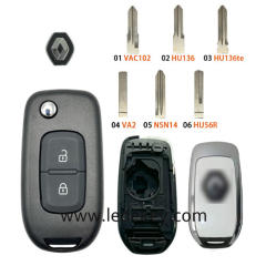 For Re-nault 2 button flip remote key shell (Please choose the key blade model)