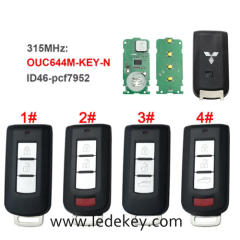 For Mitsubishi remote key 315MHz ID46-PCF7952 chip FCCID:OUC644M-KEY-N with Logo  (Please choose button model )