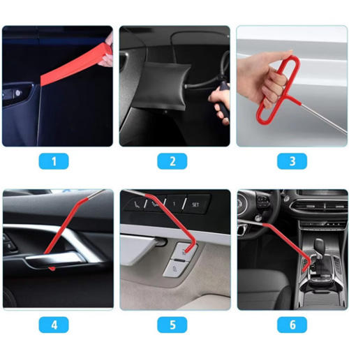 #B： Car Door Tool Kit ，Air Wedge Pump Emergency， Car Open Unlock Tool， Auto Window Door Open Fixing Gripper Tools ，Long Reach Grabber Hooking Key Lost Hand Tools With Carrying Bag