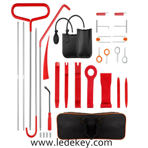 #B： Car Door Tool Kit ，Air Wedge Pump Emergency， Car Open Unlock Tool， Auto Window Door Open Fixing Gripper Tools ，Long Reach Grabber Hooking Key Lost Hand Tools With Carrying Bag