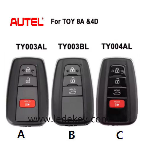 AUTEL  IKEYTY003AL IKEYTY003BL IKEYTY004AL Support 8A & 4D Toyota Universal Smart Key 315/434 MHz (Please choose model )