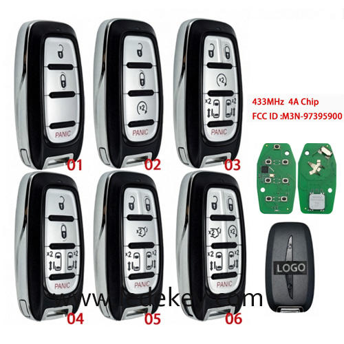 For Chrysler Remote Key Fob FCCID : M3N-97395900 433Mhz 4A chip For Chrysler Pacifica 2017+  (pls choose model )