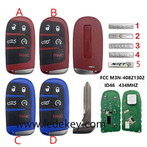 Remote Key Fob FCCID : M3N40821302 433Mhz ID46 chip For Chrysler Dodge Journey Challenge Jeep Grand Cherokee  (pls choose model and logo)