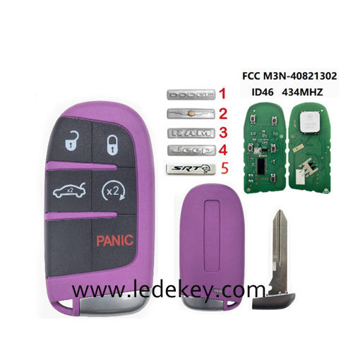 Remote Key Fob FCCID : M3N40821302 433Mhz ID46 chip For Chrysler Dodge Journey Challenge Jeep Grand Cherokee  (pls choose  Logo type)