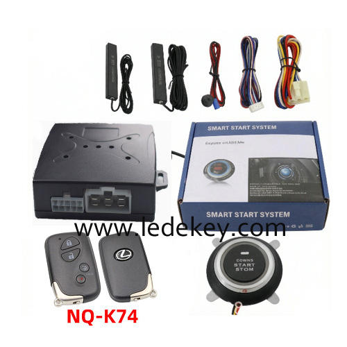 Universal Car Alarm NQ-K74，auto start stop keyless entry system engine start alarm system ,PKE Smart Sensor Mobile Phone Bluetooth Car Control Anti-theft
