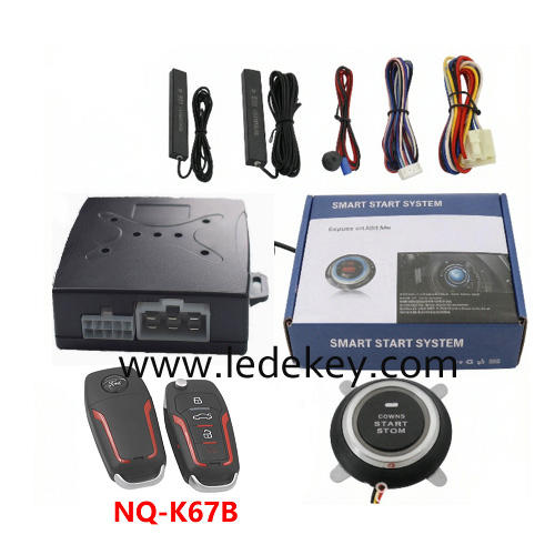Universal Car Alarm NQ-K67B，auto start stop keyless entry system engine start alarm system ,PKE Smart Sensor Mobile Phone Bluetooth Car Control Anti-theft