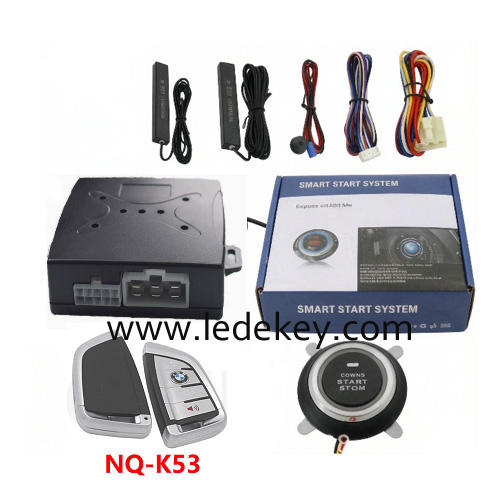 Universal Car Alarm NQ-K53，auto start stop keyless entry system engine start alarm system ,PKE Smart Sensor Mobile Phone Bluetooth Car Control Anti-theft