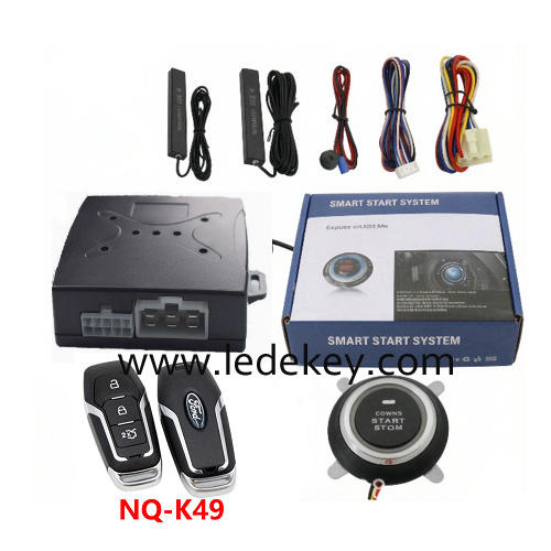 Universal Car Alarm NQ-K49，auto start stop keyless entry system engine start alarm system ,PKE Smart Sensor Mobile Phone Bluetooth Car Control Anti-theft