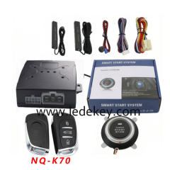 Universal Car Alarm NQ-K70，auto start stop keyless entry system engine start alarm system ,PKE Smart Sensor Mobile Phone Bluetooth Car Control Anti-theft