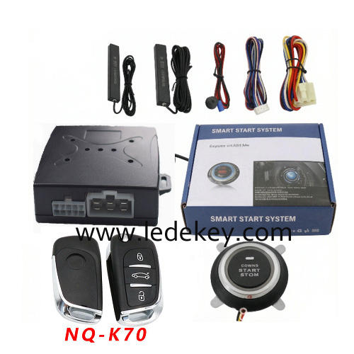 Universal Car Alarm NQ-K70，auto start stop keyless entry system engine start alarm system ,PKE Smart Sensor Mobile Phone Bluetooth Car Control Anti-theft
