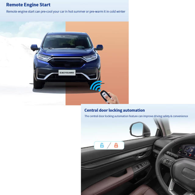 Universal Car Alarm NQ-K49，auto start stop keyless entry system engine start alarm system ,PKE Smart Sensor Mobile Phone Bluetooth Car Control Anti-theft