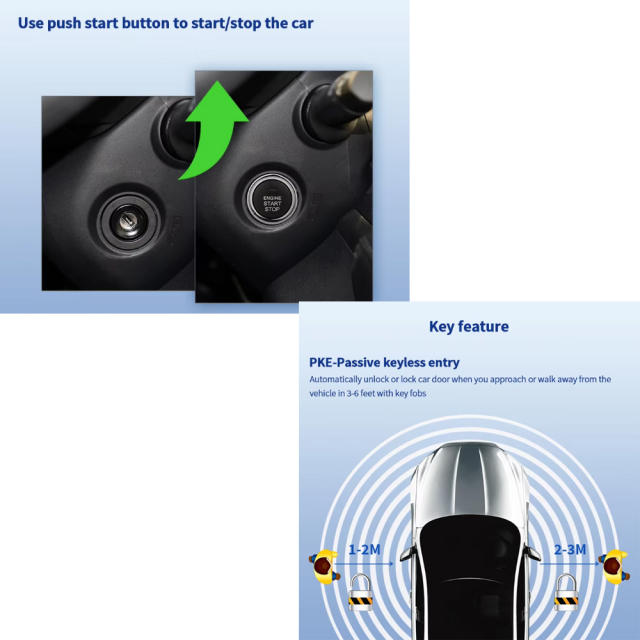 Universal Car Alarm NQ-K64，auto start stop keyless entry system engine start alarm system ,PKE Smart Sensor Mobile Phone Bluetooth Car Control Anti-theft
