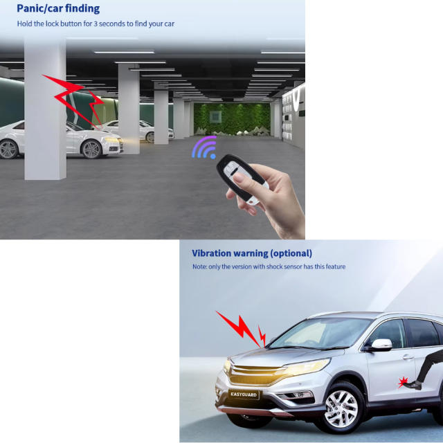 Universal Car Alarm NQ-K72，auto start stop keyless entry system engine start alarm system ,PKE Smart Sensor Mobile Phone Bluetooth Car Control Anti-theft