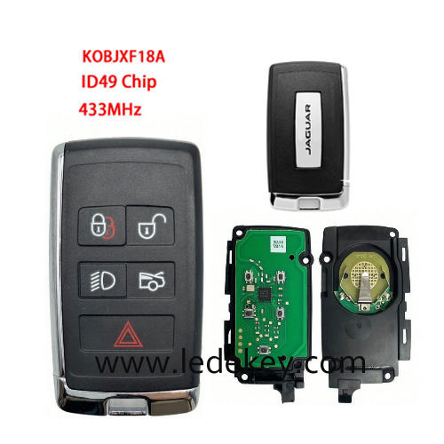 For Jaguar 5 button remote key 433mhz ID49 chip FCC KOBJXF18A For Land Rover Velar Range Discovery Jaguar 2018+