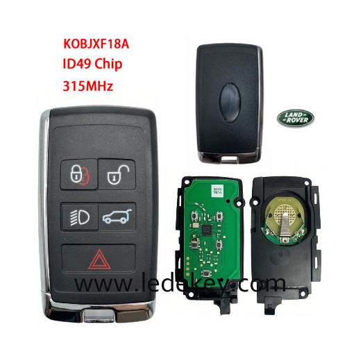 For Land Rover 5 button remote key 315mhz ID49 chip FCC KOBJXF18A For Land Rover Velar Range Discovery Jaguar 2018+