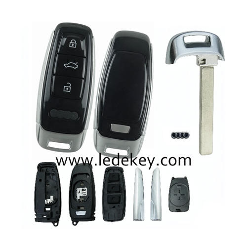 3 button Audi A6 C8 A7 A8 Q8 2017+ remote key shell replacement （smooth shiny surface）