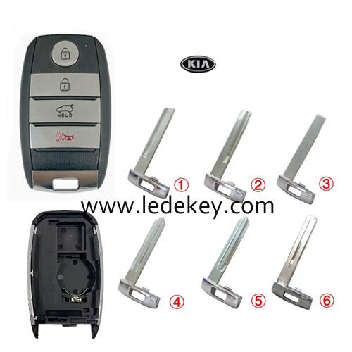 For Kia 4 button remote key fob shell with battry clamp , Please choose the key blade model