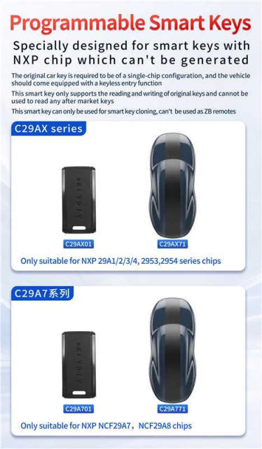 KEYDIY C29Ax01 Programmable Smart Key for NXP 29A1/2/3/4 2953, 2954 Series Chips Without Buttons