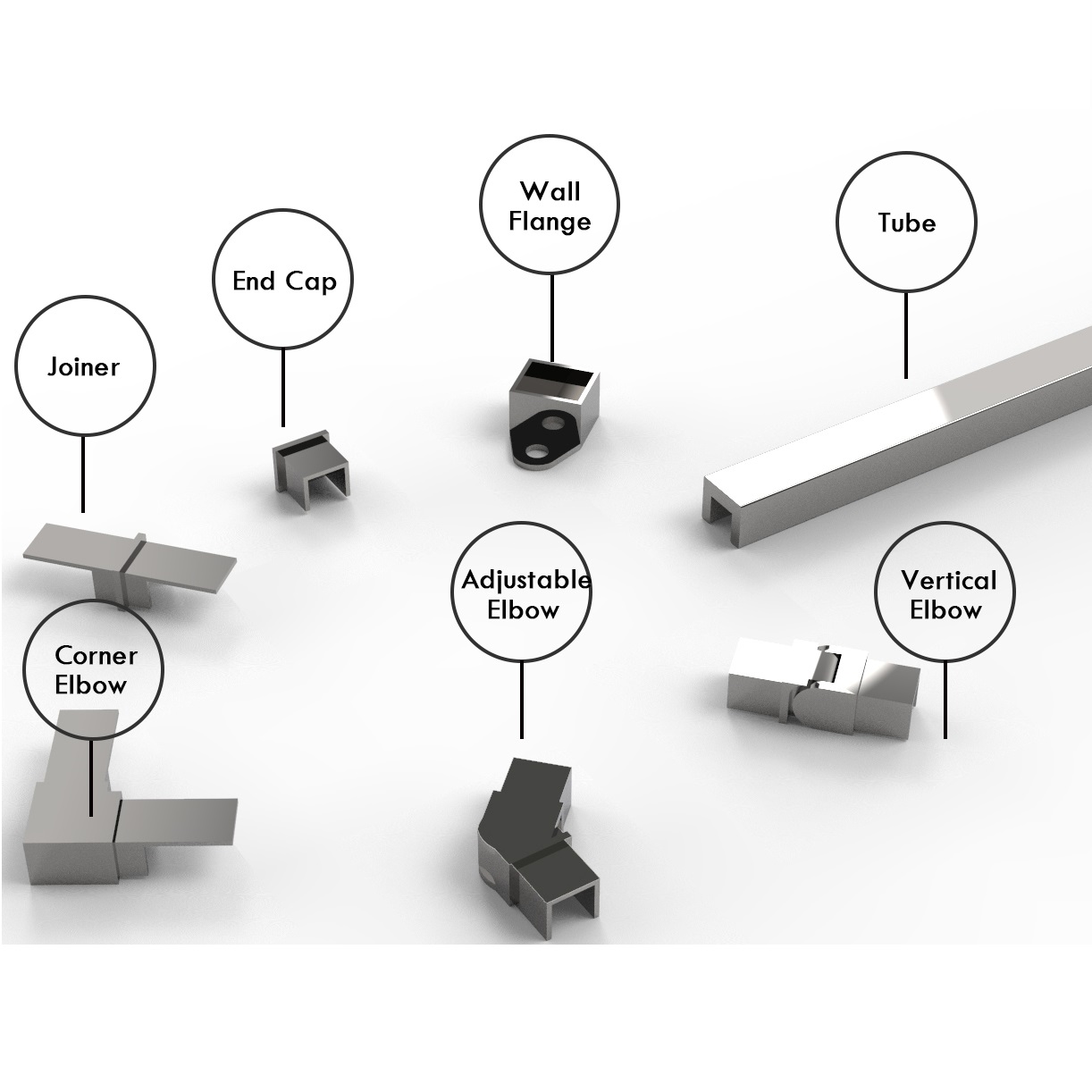 Glass Balustrade Top Capping Rail Fittings and Joiners,Handrail Tube
