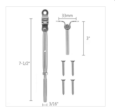 T316 Marine Grade Cable Railing Hardware, Cable Railing Kit, Steel ...