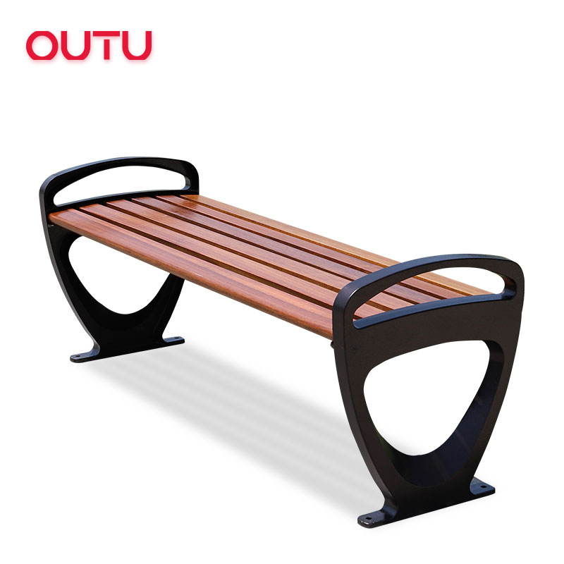 Public Solid Wood Park Bench Seating,Garden Benches with Aluminum Frame