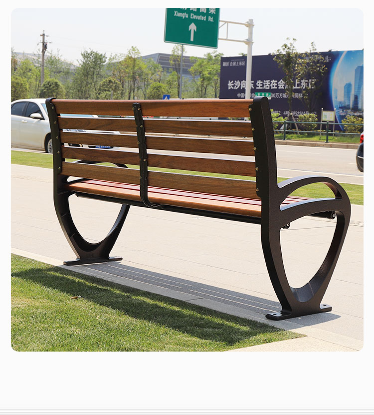 Public Solid Wood Park Bench Seating,Garden Benches with Aluminum Frame