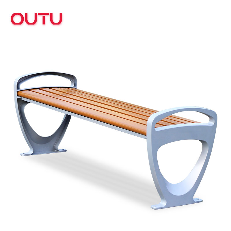 Public Solid Wood Park Bench Seating,Garden Benches with Aluminum Frame