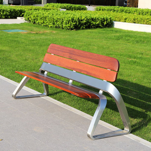 Outdoor modern stainless steel wpc benches outdoor park garden patio wooden benches seat