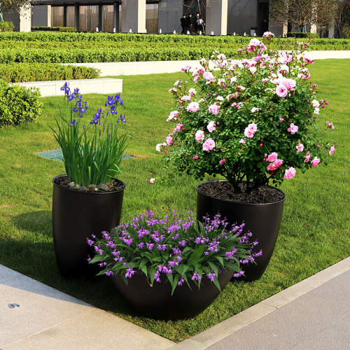 Round metal outdoor large cheap garden flower plant pots&amp;planters in bulk