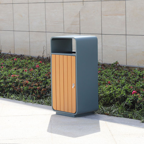 Garbage Trash Can Waste Bin Plastic Wood