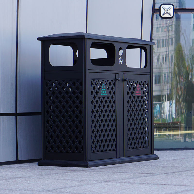 Aluminum Metal Double Recycling Waste bin