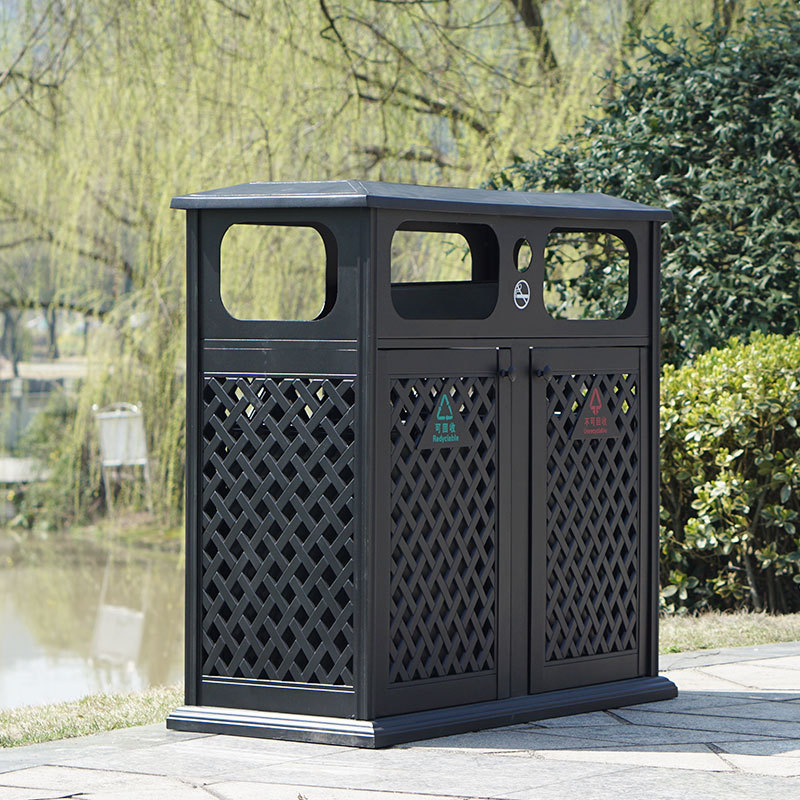 Aluminum Metal Double Recycling Waste bin