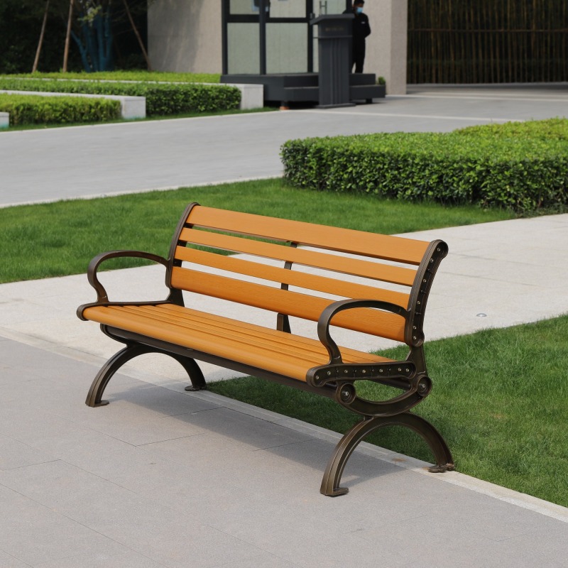 Outdoor Weather Resistant Metal Patio Bench for Public Area