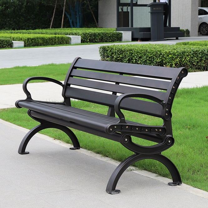 Outdoor Weather Resistant Metal Patio Bench for Public Area