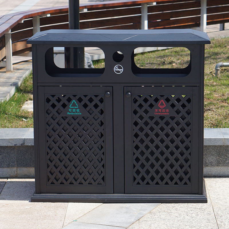 Aluminum Metal Double Recycling Waste bin
